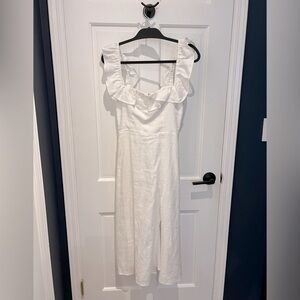 Reformation White Linen Midi Dress, Size 2